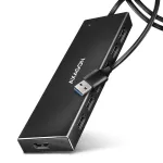 USB 3.2 Gen 1 7 prievadų aliumininis stalinis USB centras Axagon HUE-F7A su 1 m kabeliu