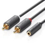 UGREEN AV102 Garso laidas 2x RCA (Cinch) į 3,5 mm Jack 0,25 m Juoda
