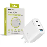 Mobile Origin 40W GaN Įkroviklis MO13 Baltas 1x USB-A + 2x USB-C