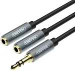 UNITEK Y-C956ABK 3,5 mm lizdo skirstytuvas &ndash; garso adapterio laidas (vyri&scaron;kas ki&scaron;tukas į 2&times; moteri&scaron;kus lizdus), juodas