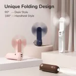 JISULIFE Handheld Fan 8 White Portable USB Fan with Power Bank 2000mAh and Flashlight