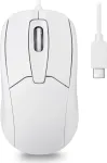 Perixx PERIMICE-209 C W laidinė USB-C optinė pelė, 1000 DPI, 3 mygtukai, slinkties ratukas, ambidekstrinė, balta
