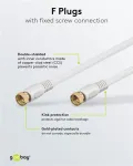 Wentronic Goobay SAT jungiamasis kabelis, 100% ekranuotas, auksuoti kontaktai, baltas, 7,5 m - F ki&scaron;tukas į F ki&scaron;tuką (67294)