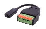 EXSYS EX-49124 USB-C (moteri&scaron;kas) į 10 kontaktų gnybtų bloko adapterio kabelis su mygtuku, USB 3.2 Gen 1, 15 cm