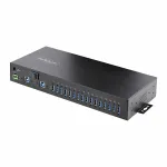 StarTech.com 16 pramoninis USB 5Gbps &scaron;akotuvas su maitinimo adapteriu, metaliniu korpusu, tvirtinamu, ESD apsauga, gnybtų bloko maitinimu, USB įkrovimu, dviejų pagrindinių kompiuterių perjungimu - TAA