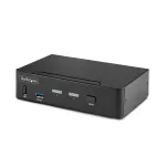 StarTech.com 2 prievadų DisplayPort KVM jungiklis, 8K 60Hz / 4K 144Hz, vienas ekranas, DP 1.4, 2x USB 3.0 prievadai, 4x USB 2.0 HID prievadai, mygtukinis ir klavi&scaron;inis perjungimas, TAA atitiktis - nepriklausoma nuo OS, metalinis korpusas