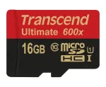 Transcend microSDHC MLC 16GB Class 10 UHS-I 600x + SD adapteris
