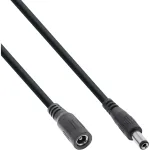 InLine DC prailginimo kabelis, DC ki&scaron;tukas/lizdas 5,5x2,5 mm, AWG 18, juodas 1 m