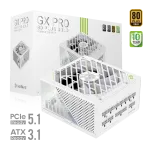 Gamemax GX PRO 1250G WH maitinimo blokas, 1250 W, 80 PLUS Gold, pilnai modulinis, baltas