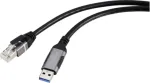 Renkforce USB tinklo adapterio laidas [1x USB 3.2 Gen 1 A ki&scaron;tukas (USB 3.0) - 1x RJ45 ki&scaron;tukas] 1,80 m, aliuminio ki&scaron;tukas (RF-6055784)