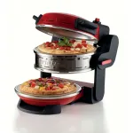 Ariete 927 Pizzeria dviguba picos krosnelė, 2 picos per 4 minutes, 2300 W, 2 ugniai atsparūs akmenys, 2 termostatai, skersmuo 32 cm, 5 kepimo lygiai, 2 nerūdijančio plieno mentelės, raudona