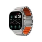 NOMAD Stratos Band &ndash; titano apyrankė Apple Watch 49mm su FKM (natūralus titanas, ultra oranžinis FKM)