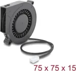Delock Radial Fan / Blower 12 V DC 75 x 75 x 15 mm su 3 kontaktų jungtimi, juoda (67493)