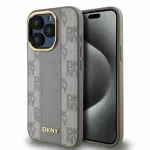 DKNY DKHMP15XPCPVSLE iPhone 15 Pro Max 6,7 inch Hardcase Leather Checkered Mono Pattern MagSafe Beige