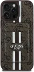 Guess 4G Stripes Wallet Case su MagSafe, skirta iPhone 16 Pro Max, ruda