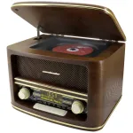 Stalinis radijo imtuvas Soundmaster NR961 su DAB+, FM, AUX, USB, CD, Bluetooth ir nuotolinio valdymo pultu, ruda spalva