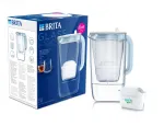 BRITA Glass 1050452 filtravimo ąsotis su 1 MAXTRA PRO Pure Performance filtru, 2,5 l (1,5 l filtruoto vandens), mėlynas/baltas