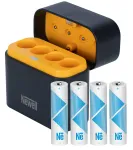 Newell 4 kanalų ličio jonų akumuliatorių įkroviklis + 4 AA 2200 mAh ličio jonų baterijos