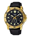 Vyri&scaron;kas analoginis kvarcinis laikrodis CASIO MTPVD300GL1EU 45 mm auksinio atspalvio nerūdijantis plienas juoda oda