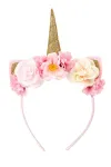 Souza! Unicorn Headband with Flowers and Golden Horn