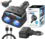 MBG Line HC69PD 3 krypčių automobilinis ki&scaron;tukinis skirstytuvas su 2x USB-C PD 30W ir 2x USB-A QC 3.0, LED įtampos indikatoriumi, 180W