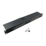LOGILINK NP0057 Cat6 STP Patch Panel, 19 inch 1U 16-Port, RJ45/LSA IDC, juodos spalvos EconLine