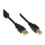 Good Connections USB 2.0 laidas A į B su ferito &scaron;erdimi, auksuoti kontaktai, juodas, 1 m