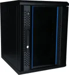 DSIT 9U 10 colių sieninis serverio stovas su stiklo durimis, 370x450x486 mm, juodas