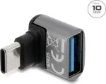Delock USB 10 Gbps adapteris USB Type-C vyri&scaron;kas į USB Type-A moteri&scaron;kas, kampu į vir&scaron;ų, aliuminio korpusas