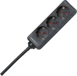 HEINRICH KOPP Extension Cord, 3 Sockets, 1.4 m, Black 128615005