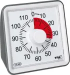 TFA DOSTMANN VISUAL baltas analoginis 60 minučių mechaninis atgalinės atskaitos laikmatis su tyliu veikimu ir akustiniu signalu (38.2043.10)