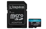 Kingston Technology 256GB microSDXC Canvas Go Plus Gen4 200MB/s A2 U3 V30 atminties kortelė su adapteriu
