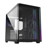 FSP M580-BP Plus Midi Tower kompiuterio korpusas, ATX/mATX/Mini-ITX, ARGB, grūdintas stiklas, 4x 120 mm ventiliatoriai, juodas