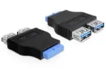 Delock Adapter USB 3.0 Pin Header Socket > 2 x USB 3.0 Socket - nebeneinander (65324)