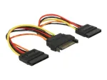 DeLOCK 60143 SATA maitinimo kabelis, 15 kontaktų ki&scaron;tukas į 2x 15 kontaktų lizdus, 0,15 m
