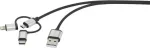Renkforce USB kabelis USB 2.0 USB-A ki&scaron;tukas, USB-C&trade; ki&scaron;tukas, USB-Micro-B ki&scaron;tukas, Apple Lightning ki&scaron;tukas 3,00 m tamsiai pilka, pintas (RF-3334578)