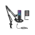 FIFINE T669 PRO3 laidinis mikrofonas su RGB ap&scaron;vietimu ir stovu | USB