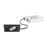 Brumberg 39365183 BB05 LED įmontuojamų &scaron;viestuvų komplektas, kvadrato formos, juodas, 6 W, 230 V, 3000 K (830), reguliuojamas fazės dimeriu, pasukamas