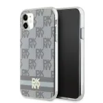 DKNY DKHMN61HCPTSE Kietasis dėklas, skirtas &bdquo;Apple iPhone 11 / XR 6,1 inch&ldquo; &ndash; smėlio spalvos languotas ra&scaron;tas su dryžiais, suderinamas su &bdquo;MagSafe&ldquo;