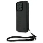 BMW Signature Leather Wordmark Cord Hardcase, skirta Apple iPhone 16 Pro 6,3 colio &ndash; juoda