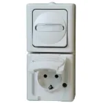 HEINRICH KOPP Kombination vertikalus jungiklis / Schuko lizdas, pavir&scaron;inis, drėgmei atsparus IP44, Arktis Arctic White (130802000)