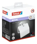 Tesa MOON tualetinio popieriaus laikiklis su dangteliu, lipnus, nerūdijančio plieno i&scaron;vaizda, sidabrinis, 1 vnt.