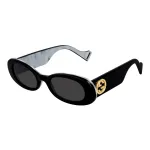 Gucci GG0517S-001 Moteri&scaron;ki kvadratiniai acetatiniai akiniai nuo saulės juodi/pilki 52mm