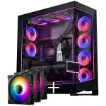 PHANTEKS NV Series NV7 E-ATX korpusas, grūdintas stiklas, ARGB - juodas su M25 Gen2 PWM D-RGB ventiliatorių 3 rinkiniu - atvirk&scaron;tinė mentė, 140mm + DRGB rinkinys
