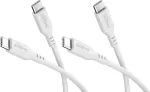Goobay rinkinys 2x USB-C silikoninis kabelis, 1,5 m, baltas (81244)