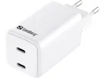 Sandberg AC įkroviklis Dual USB-C PD65W EU, vidaus, AC, 20 V, 3,25 A, baltas