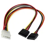 StarTech.com PYO2LP4SATA 12 in LP4 &ndash; 2x SATA maitinimo Y adapterio kabelis, Molex 4 kontaktų (ki&scaron;tukas) &ndash; 2x SATA 15 kontaktų (lizdas), 30 cm
