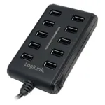 Logilink UA0125 USB &scaron;akotuvas 10 prievadų USB 2.0 su maitinimo adapteriu 3,5 A
