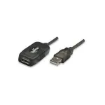 Manhattan USB-A į USB-A aktyvus ilginimo kabelis, 10 m, vyri&scaron;kas į moteri&scaron;ką, USB 2.0, 480 Mbps, su kartotuvu, grandininis jungimas, juodas