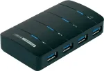 Renkforce 4 prievadų USB 3.0 &scaron;akotuvas, juodas